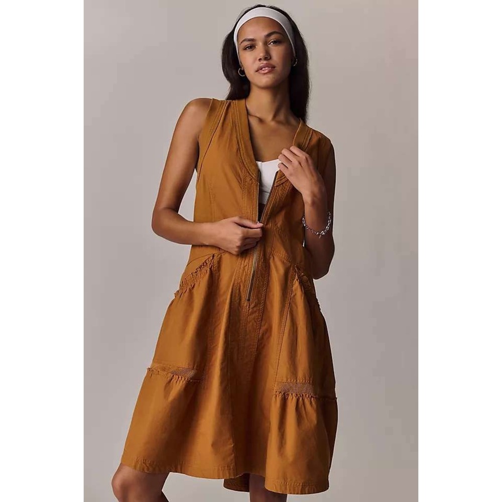Anthropologie Daily Practice Trek Utility Mini Dress Sz M Jumper Cargo Gorpcore